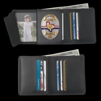 Hidden badge wallet shield cut